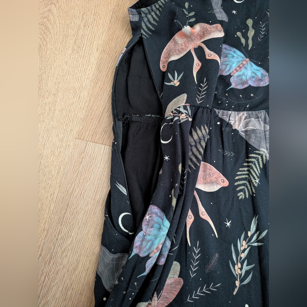 Disturbia Black Dress with Pastel Butterfly & Moth Motif - Picture 5 of 6
